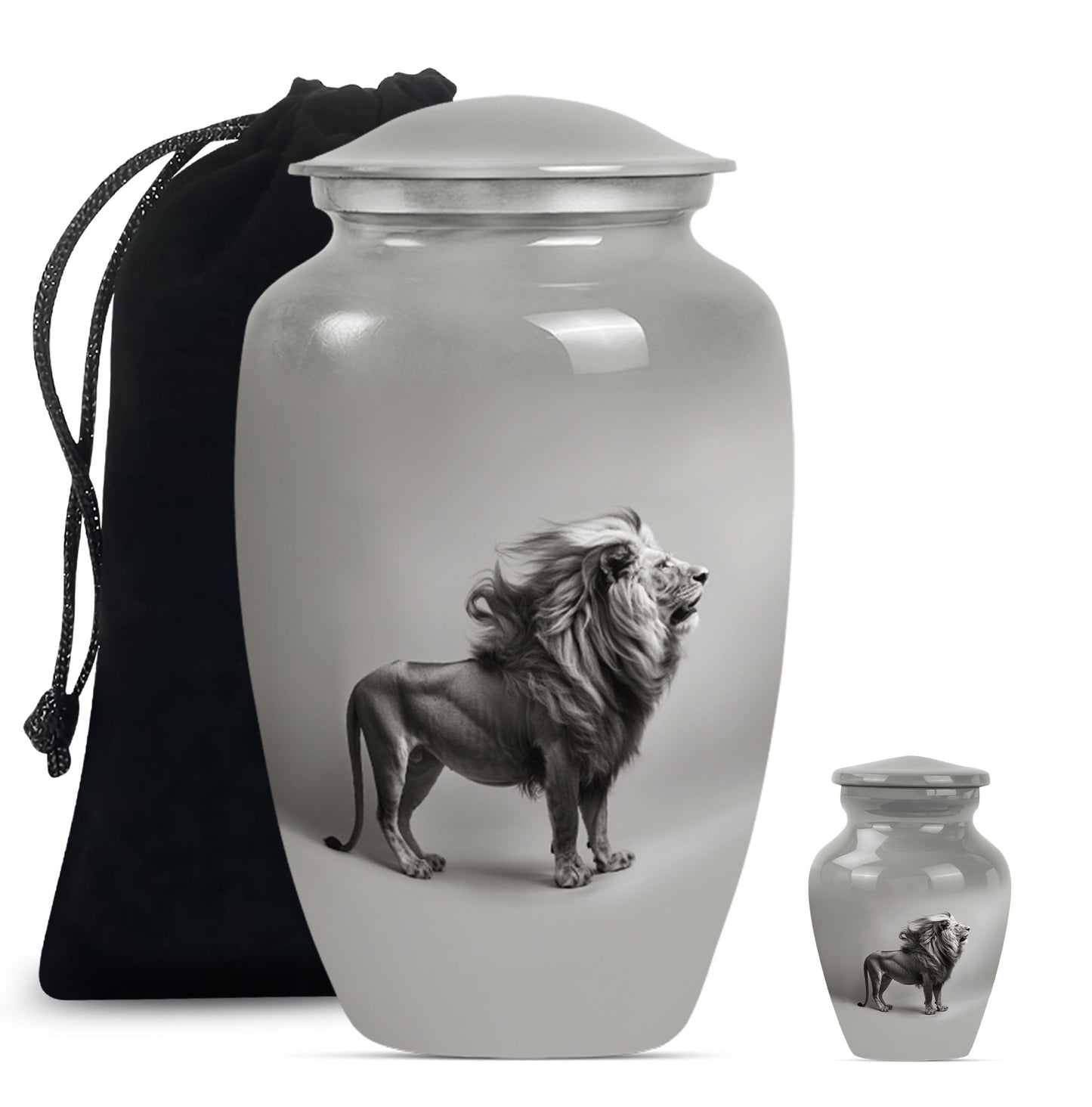 Lion Theme Large Urn With 1 Keepsake Urn