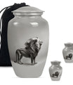 Lion Theme Large Urn With 2 Keepsake Urn
