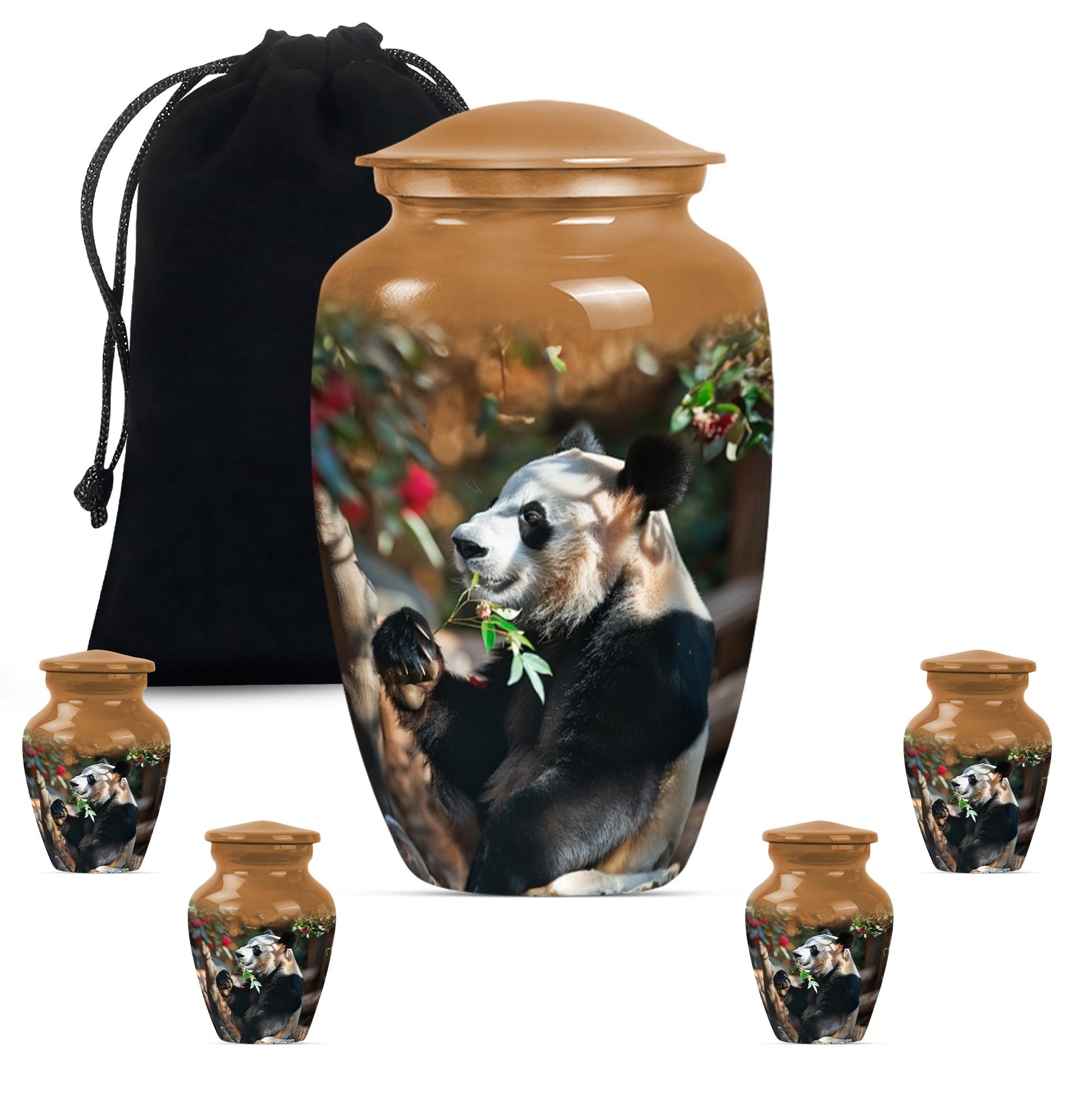 Panda Theme Large Urn With 4 Keepsake Urn