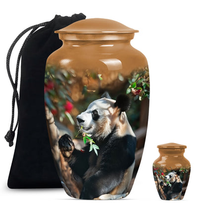 Panda Theme Large Urn With 1 Keepsake Urn