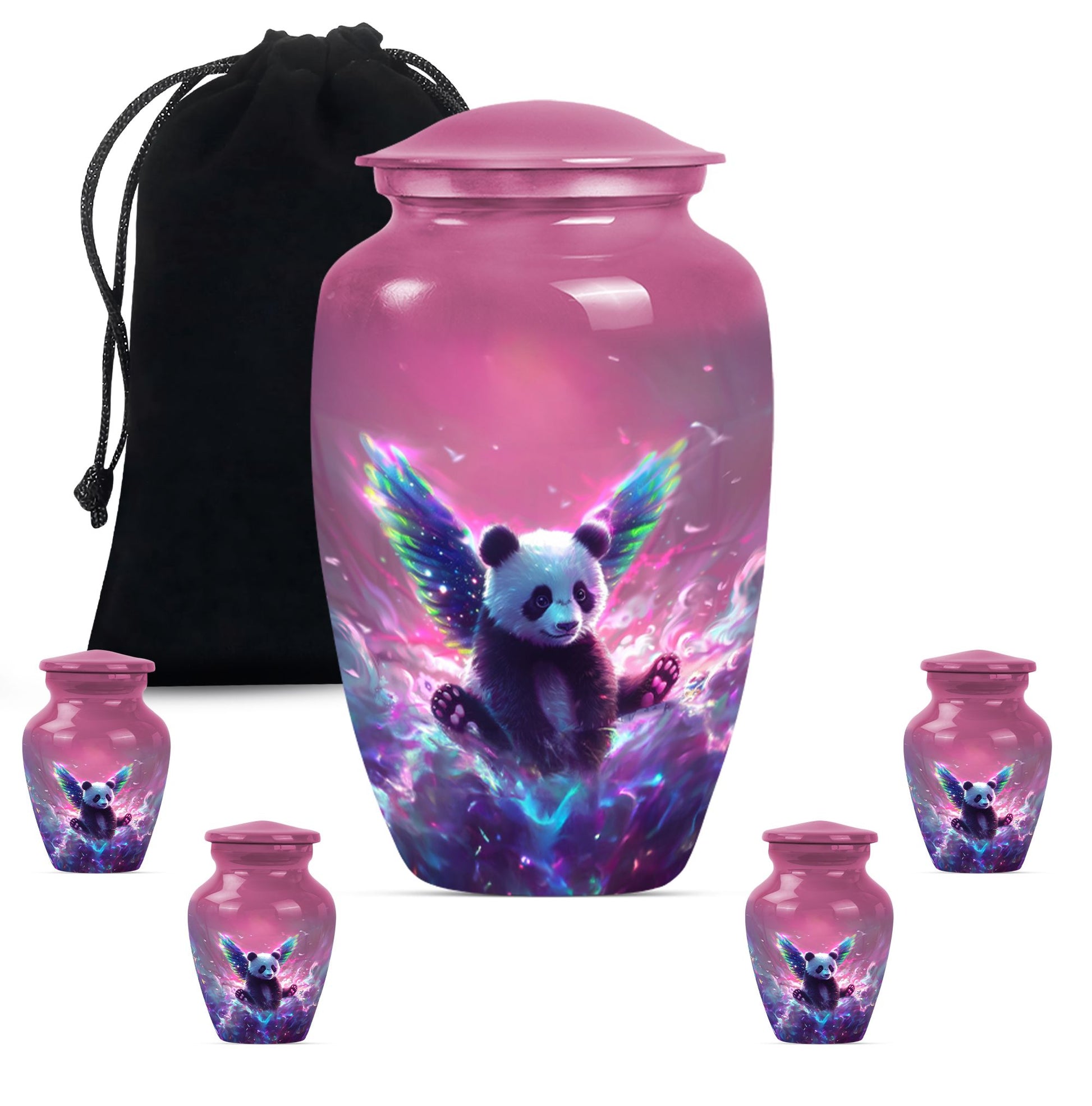 Panda Theme Large Urn With 4 Keepsake Urn