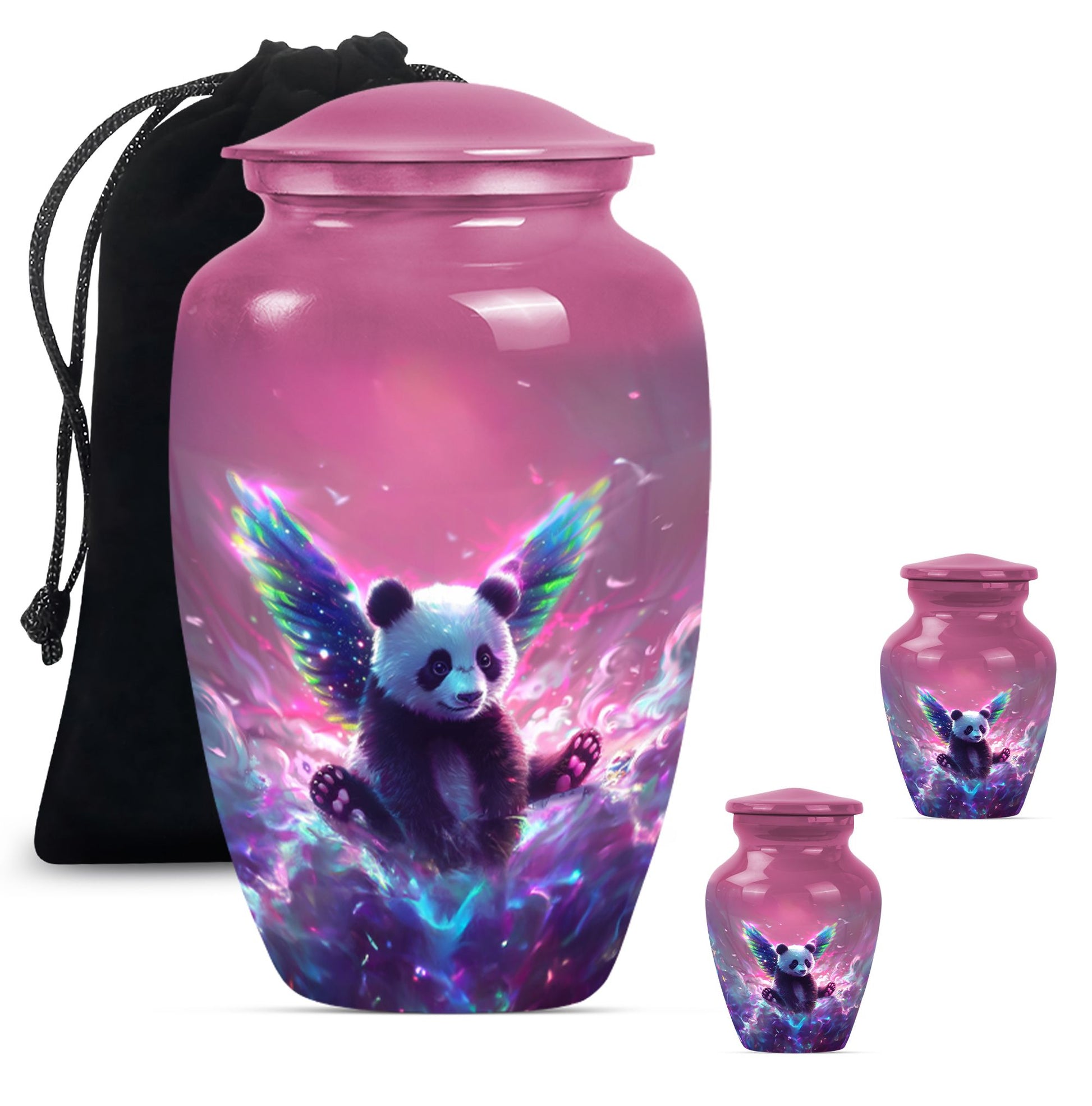 Panda Theme Large Urn With 2 Keepsake Urn