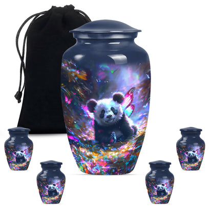 Panda Theme Large Urn With 4 Keepsake Urn