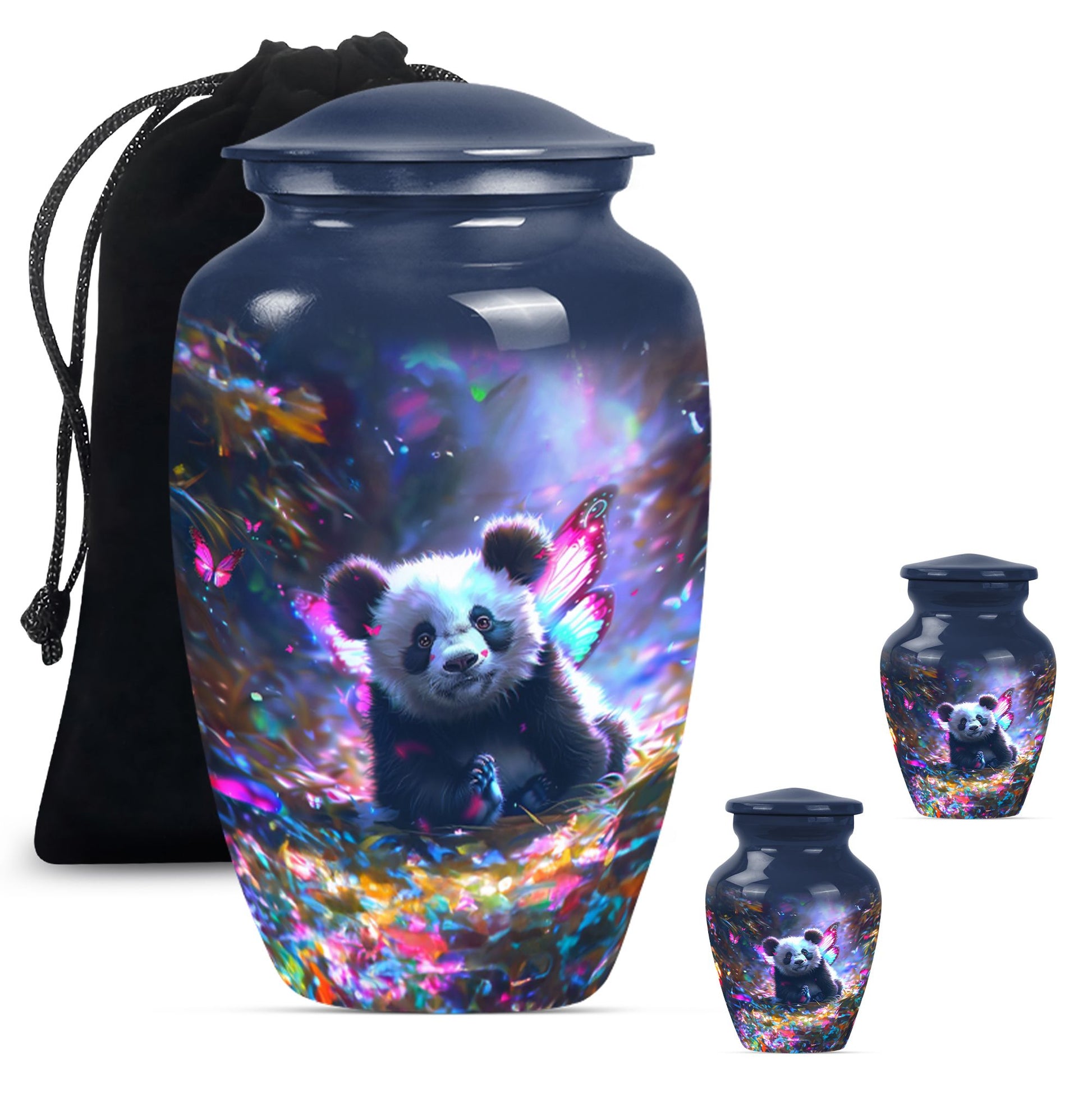 Panda Theme Large Urn With 2 Keepsake Urn