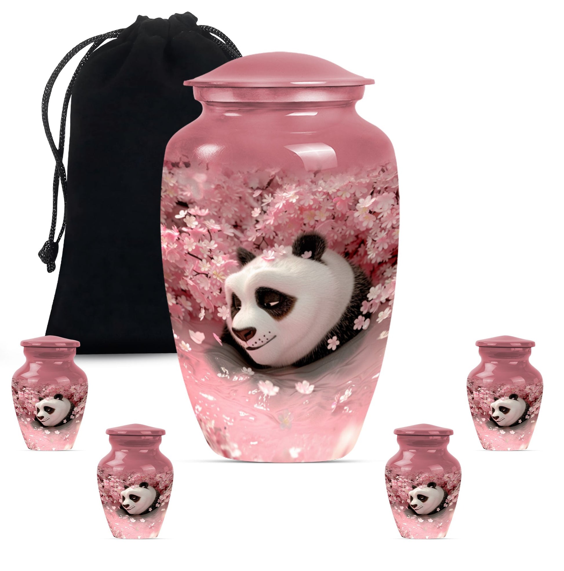 Panda Theme Large Urn With 4 Keepsake Urn