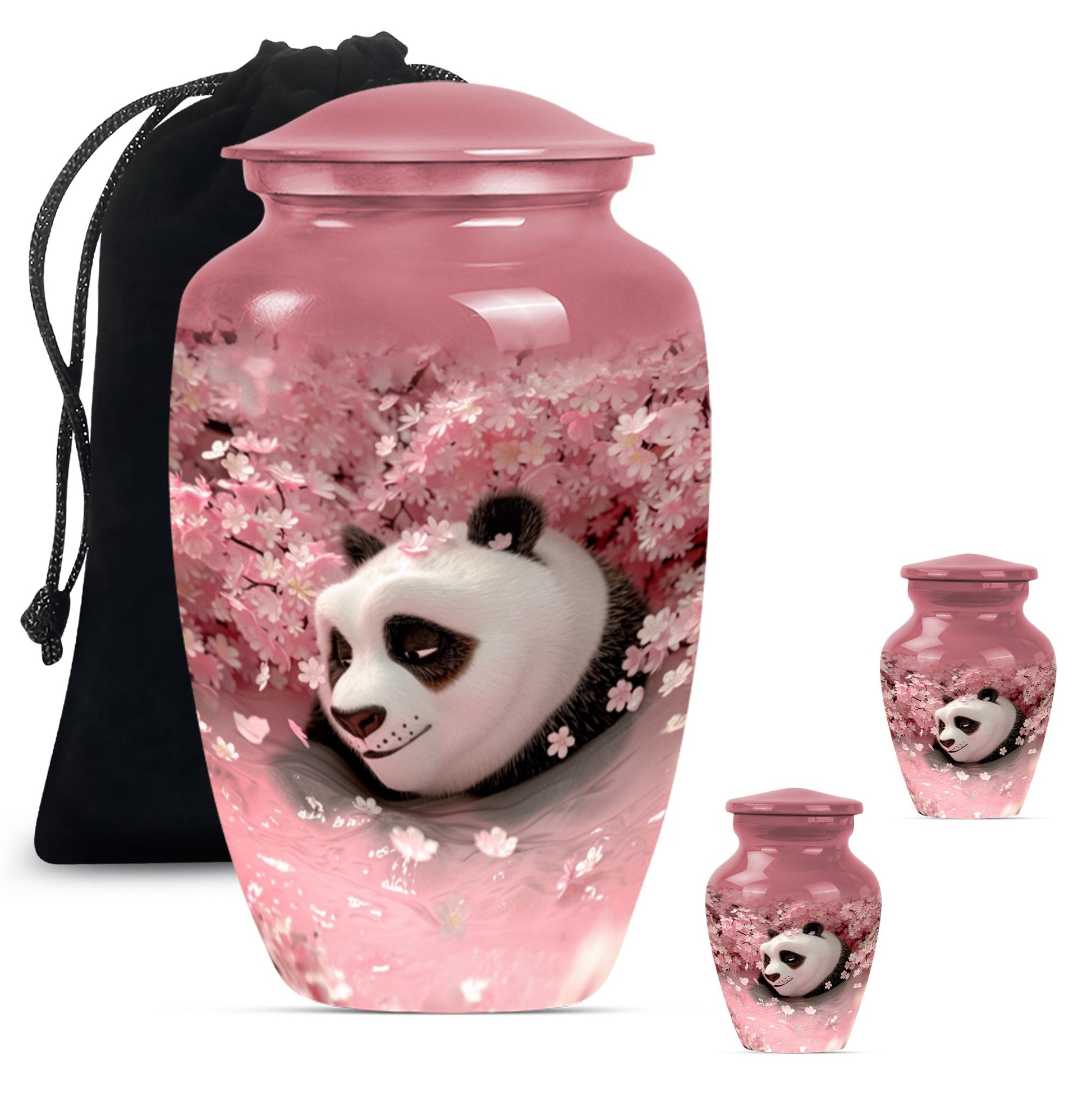 Panda Theme Large Urn With 2 Keepsake Urn