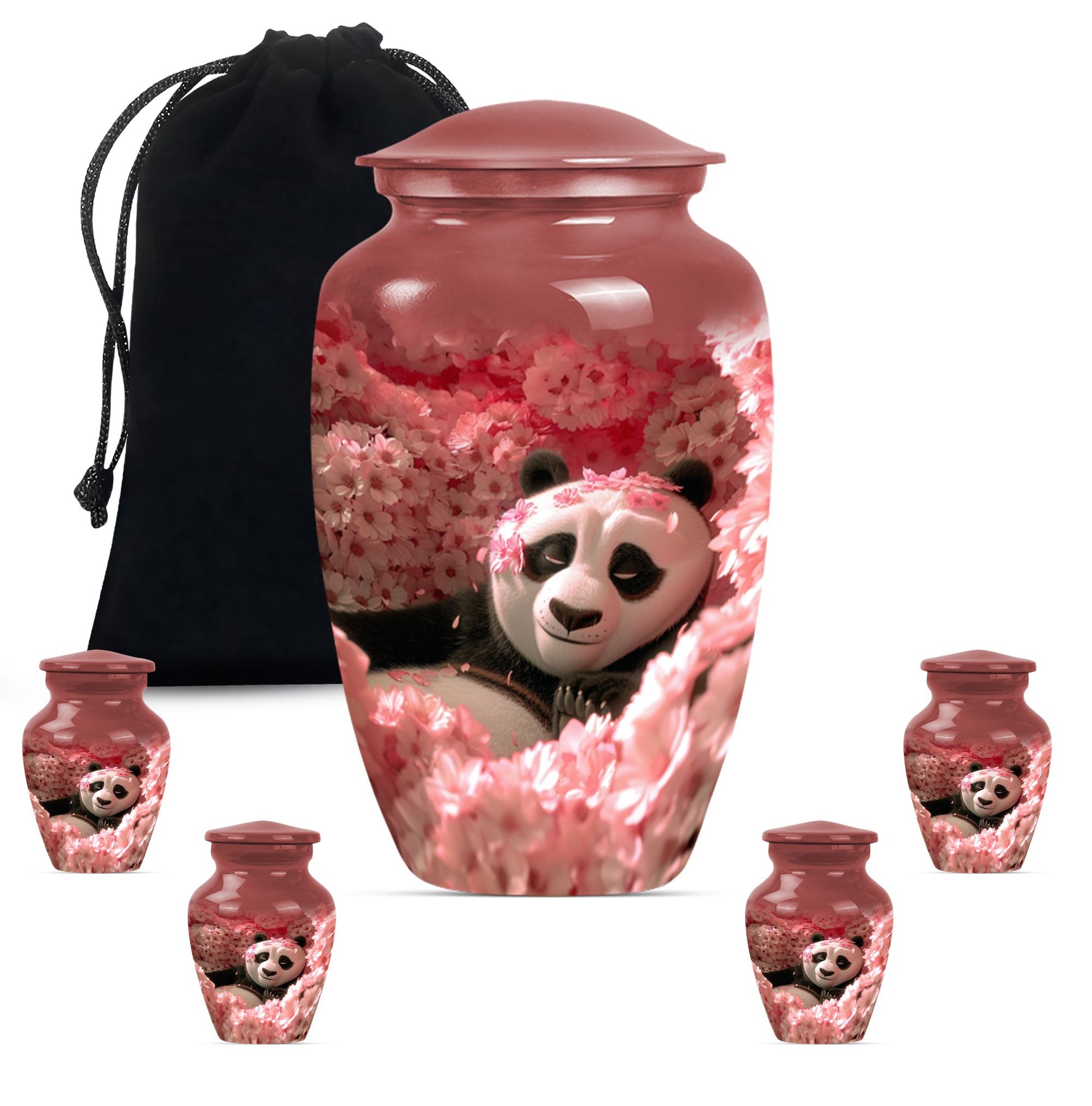 Panda Theme Large Urn With 4 Keepsake Urn
