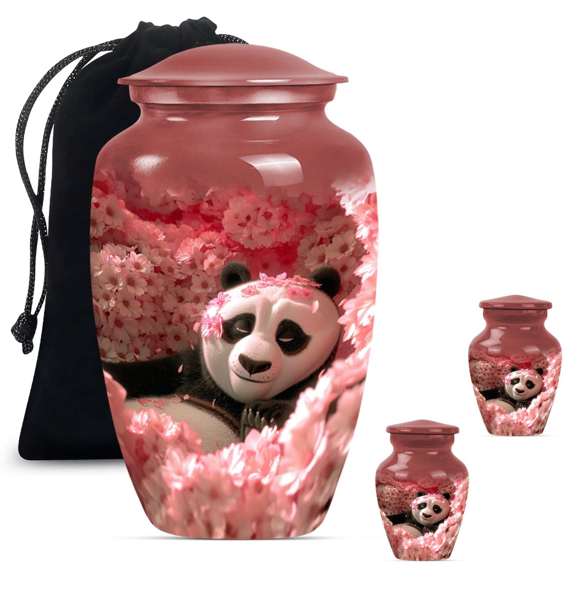 Panda Theme Large Urn With 2 Keepsake Urn