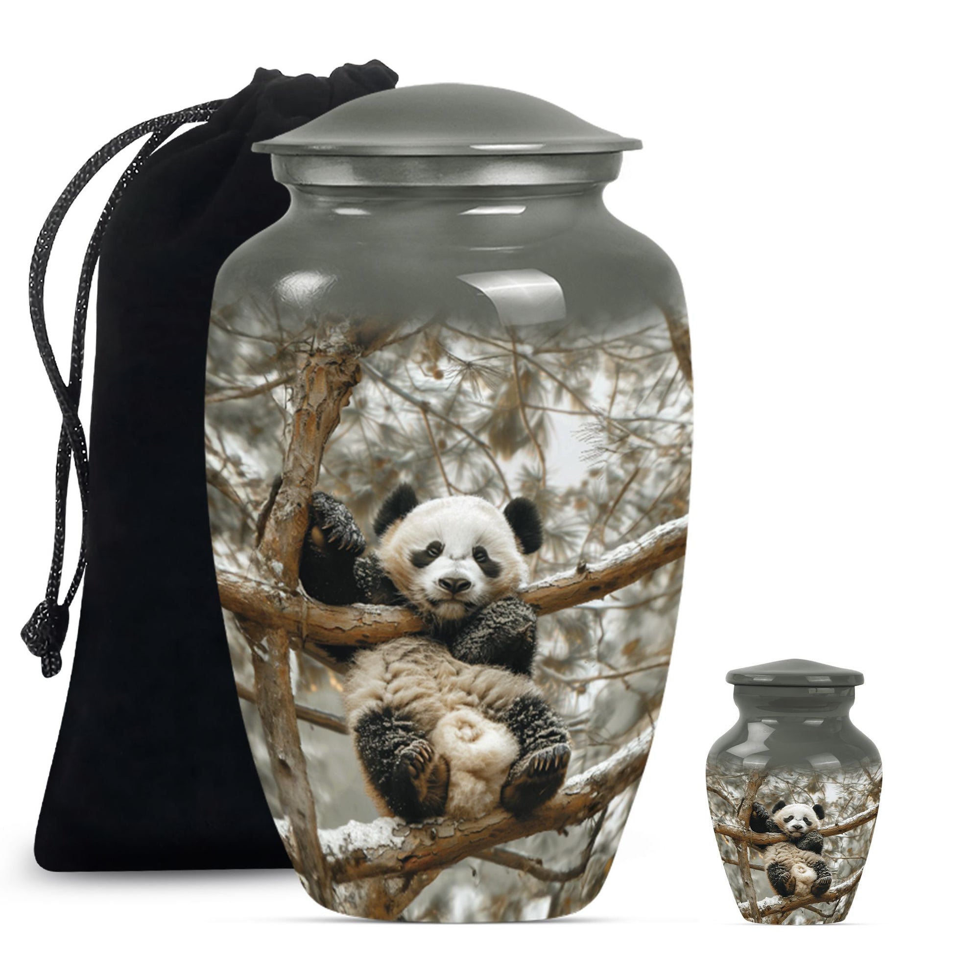 Panda Theme Large Urn With 1 Keepsake Urn