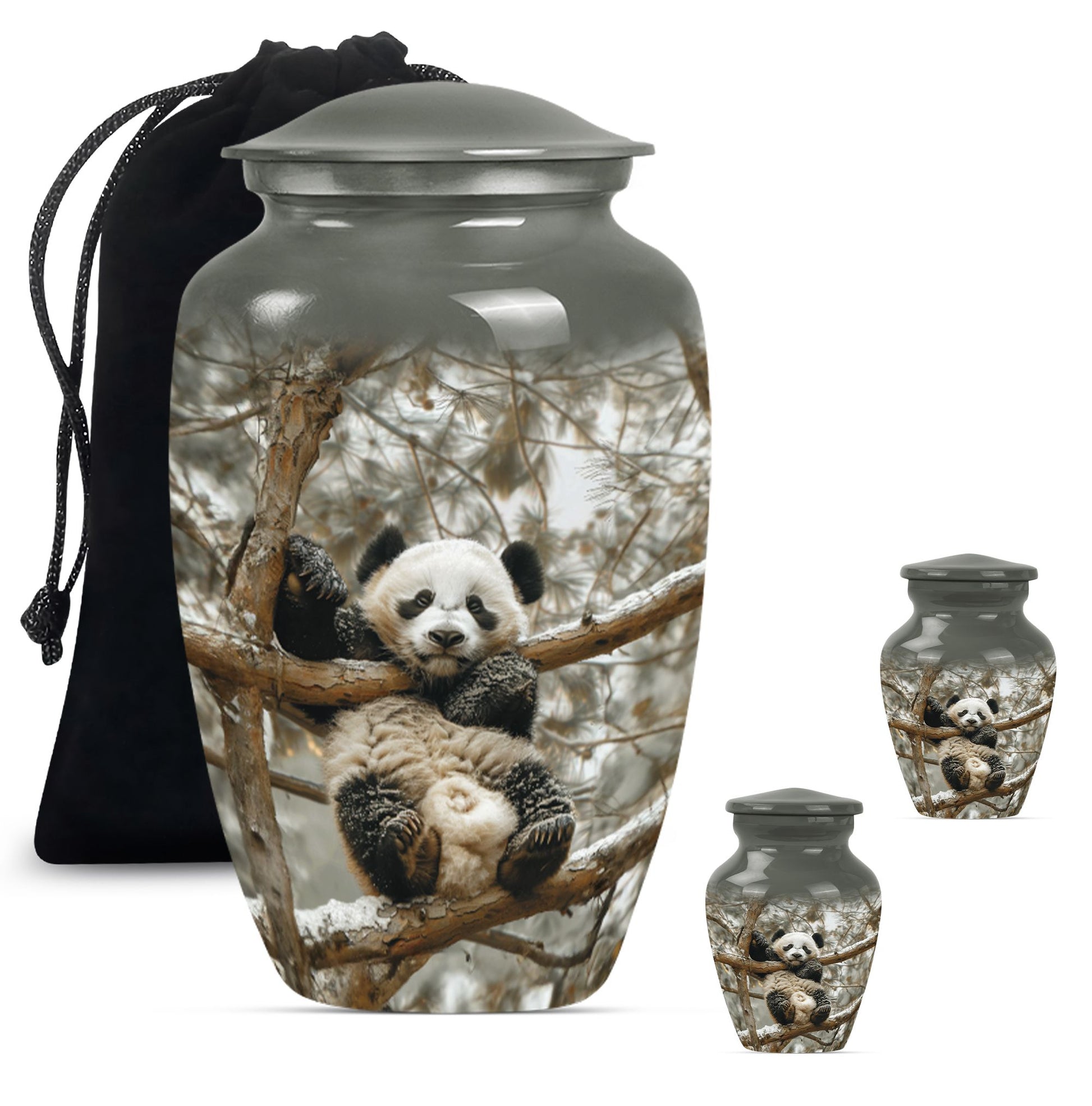 Panda Theme Large Urn With 2 Keepsake Urn
