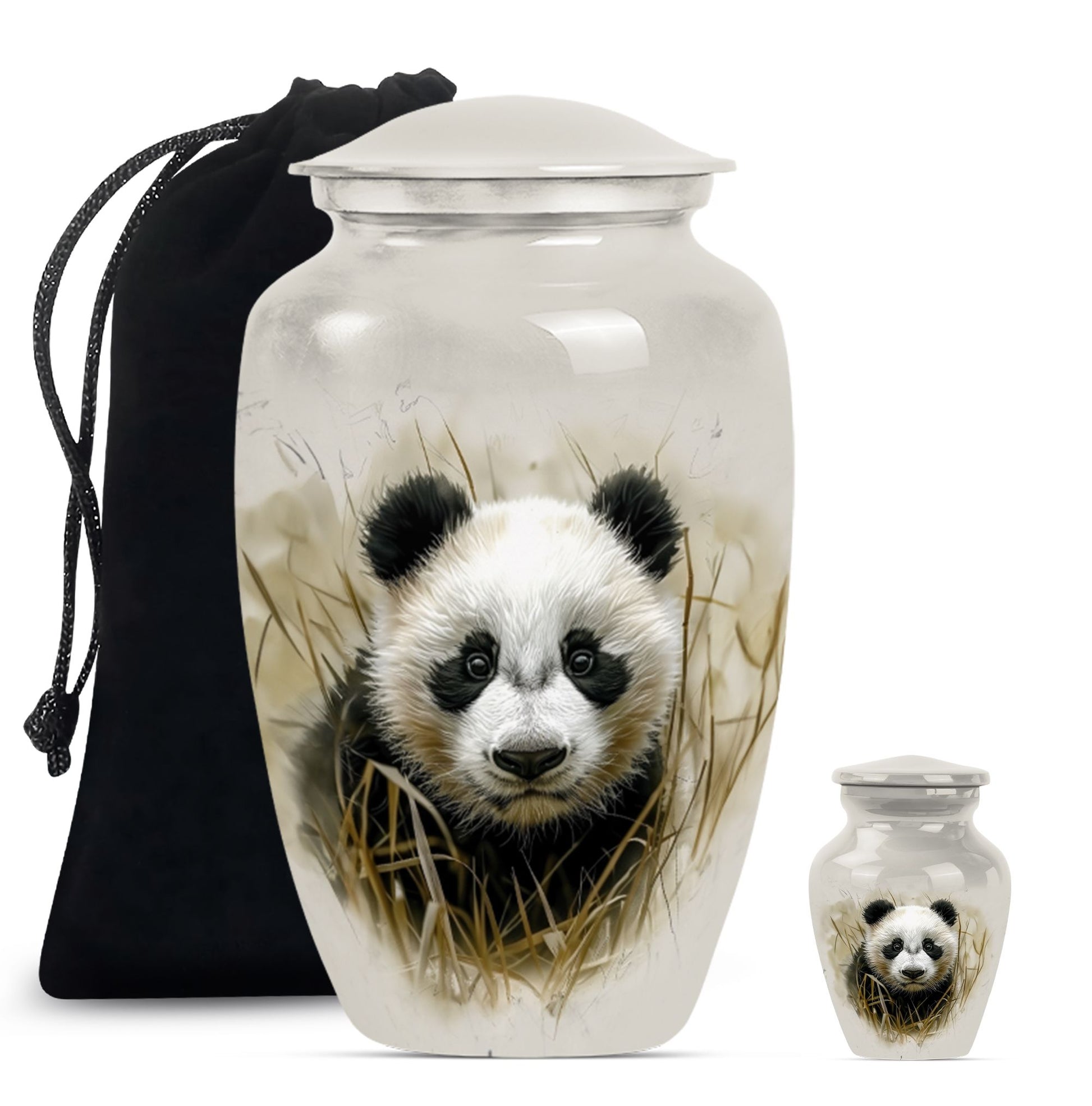 Panda Theme Large Urn With 1 Keepsake Urn