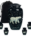 Polar Bear Theme Large Urn With 4 Keepsake Urn