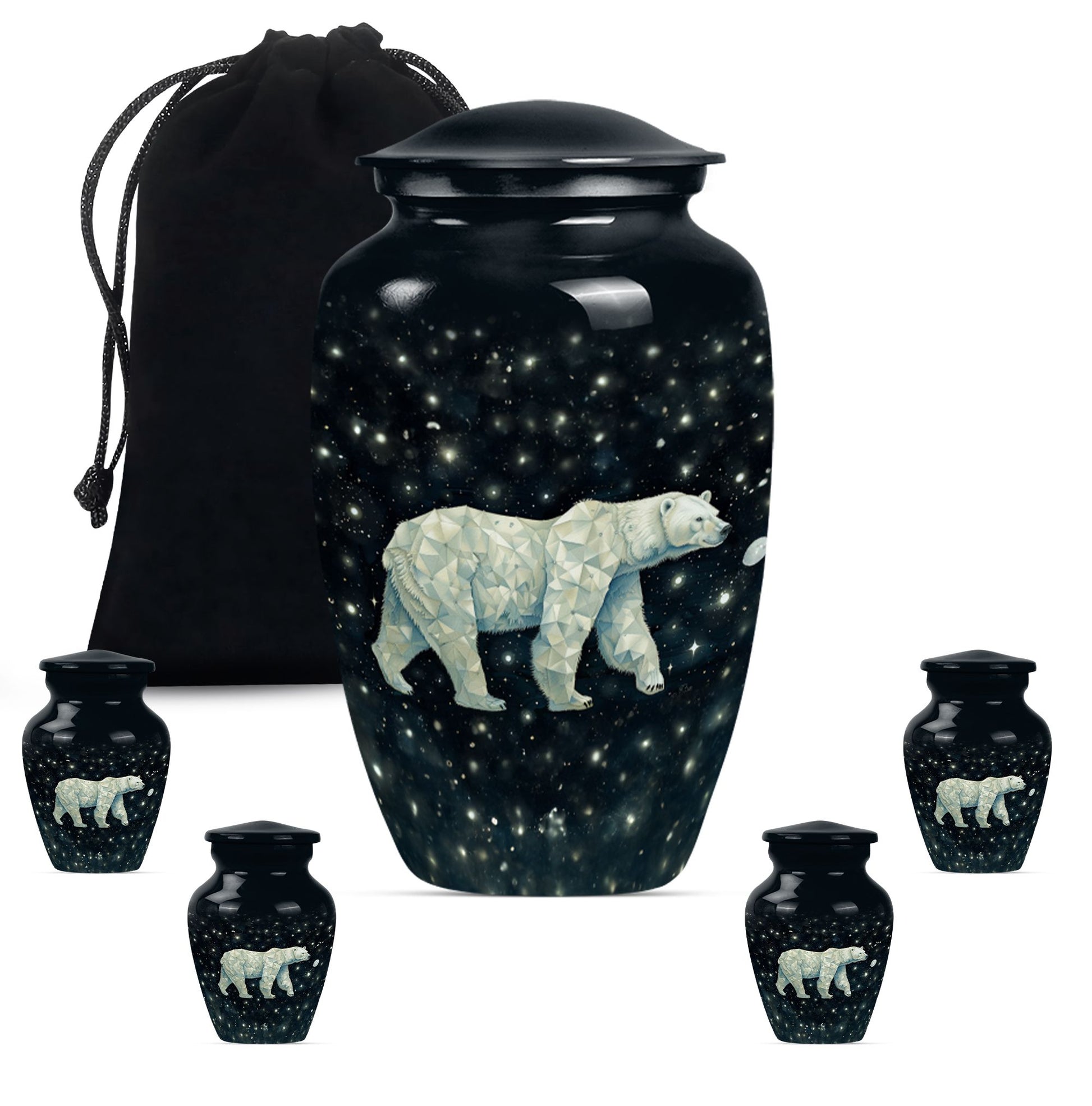 Polar Bear Theme Large Urn With 4 Keepsake Urn