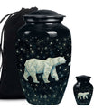 Polar Bear Theme Large Urn With 1 Keepsake Urn