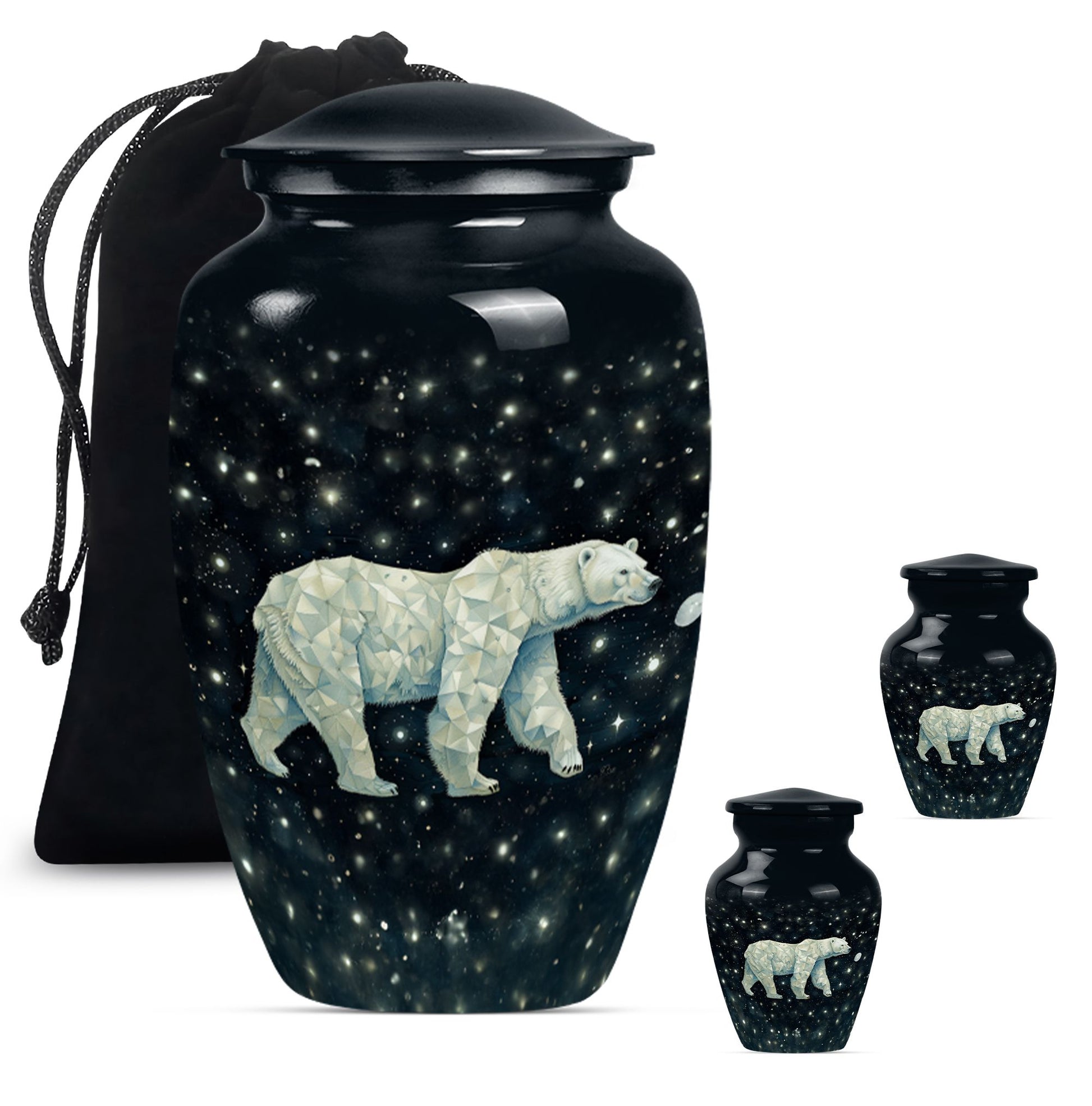 Polar Bear Theme Large Urn With 2 Keepsake Urn