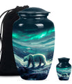 Polar Bear Theme Large Urn With 1 Keepsake Urn