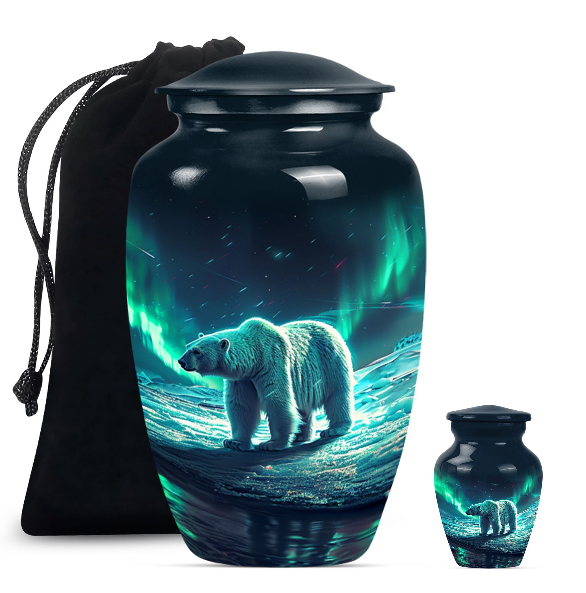 Polar Bear Theme Large Urn With 1 Keepsake Urn