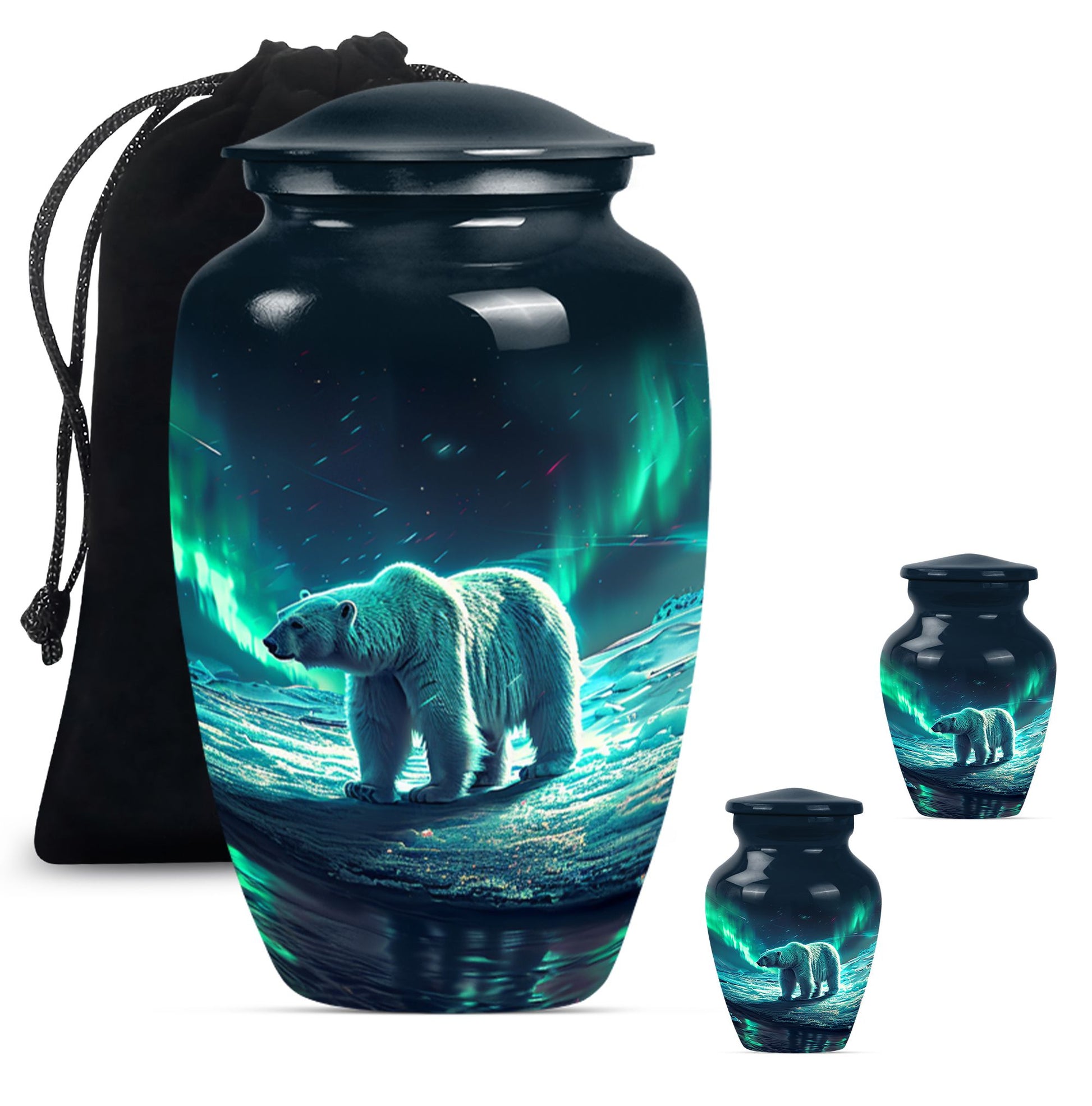 Polar Bear Theme Large Urn With 2 Keepsake Urn
