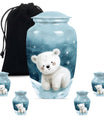 Polar Bear Theme Large Urn With 4 Keepsake Urn