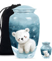 Polar Bear Theme Large Urn With 1 Keepsake Urn