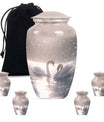 Swan Theme Large Urn With 4 Keepsake Urn