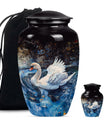 Swan Theme Large Urn With 1 Keepsake Urn