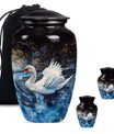 Swan Theme Large Urn With 2 Keepsake Urn