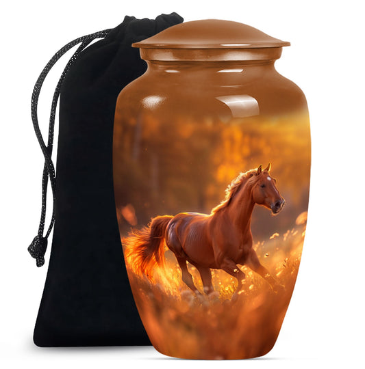 Runing Horse Theme Large Urn 10 Inch