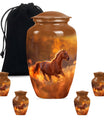 Runing Horse Theme Large Urn With 4 Keepsake Urn