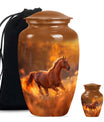 Runing Horse Theme Large Urn With 1 Keepsake Urn