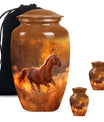 Runing Horse Theme Large Urn With 2 Keepsake Urn