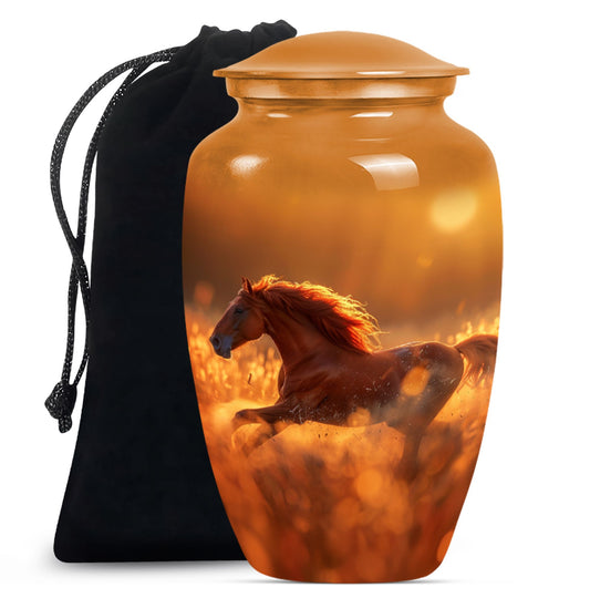 Runing Horse Theme Large Urn 10 Inch