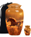 Runing Horse Theme Large Urn With 1 Keepsake Urn