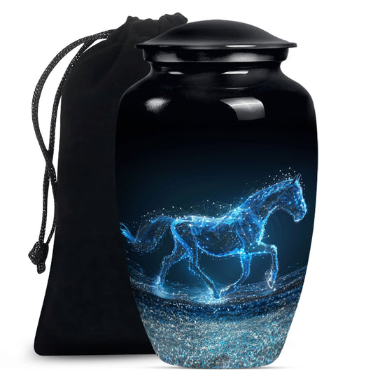 Runing Horse Theme Large Urn 10 Inch