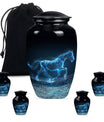 Runing Horse Theme Large Urn With 4 Keepsake Urn