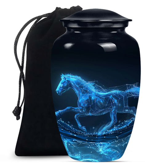 Runing Horse Theme Large Urn 10 Inch