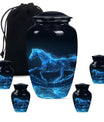 Runing Horse Theme Large Urn With 4 Keepsake Urn