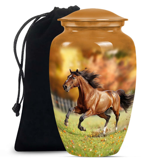 Runing Horse Theme Large Urn 10 Inch