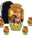 Runing Horse Theme Large Urn With 4 Keepsake Urn
