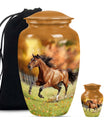 Runing Horse Theme Large Urn With 1 Keepsake Urn