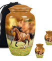 Runing Horse Theme Large Urn With 2 Keepsake Urn