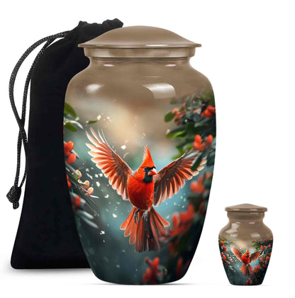 Cardinal Theme Large Urn With 1 Keepsake Urn