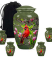 Cardinal Theme Large Urn With 4 Keepsake Urn