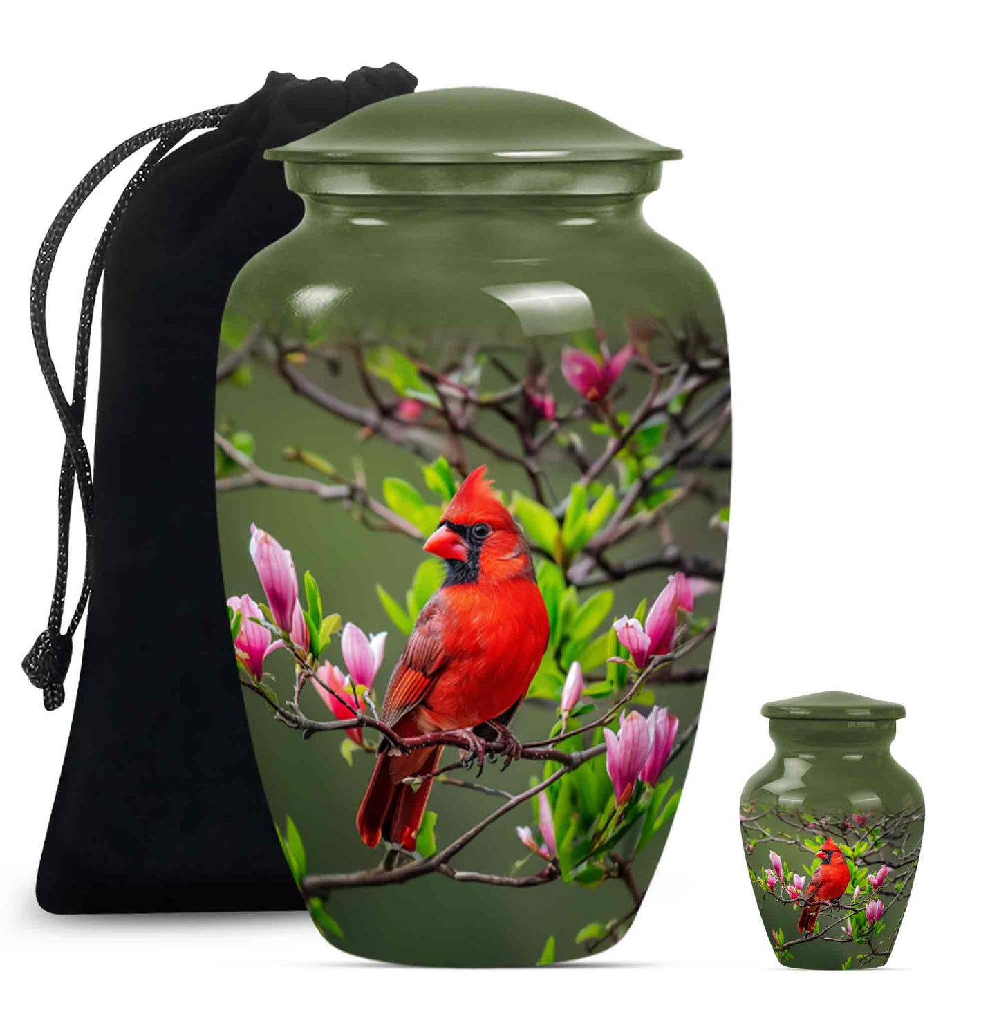 Cardinal Theme Large Urn With 1 Keepsake Urn