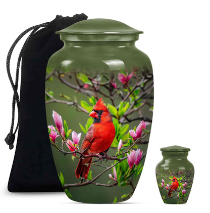 Cardinal Theme Large Urn With 1 Keepsake Urn