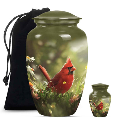 Cardinal Theme Large Urn With 1 Keepsake Urn