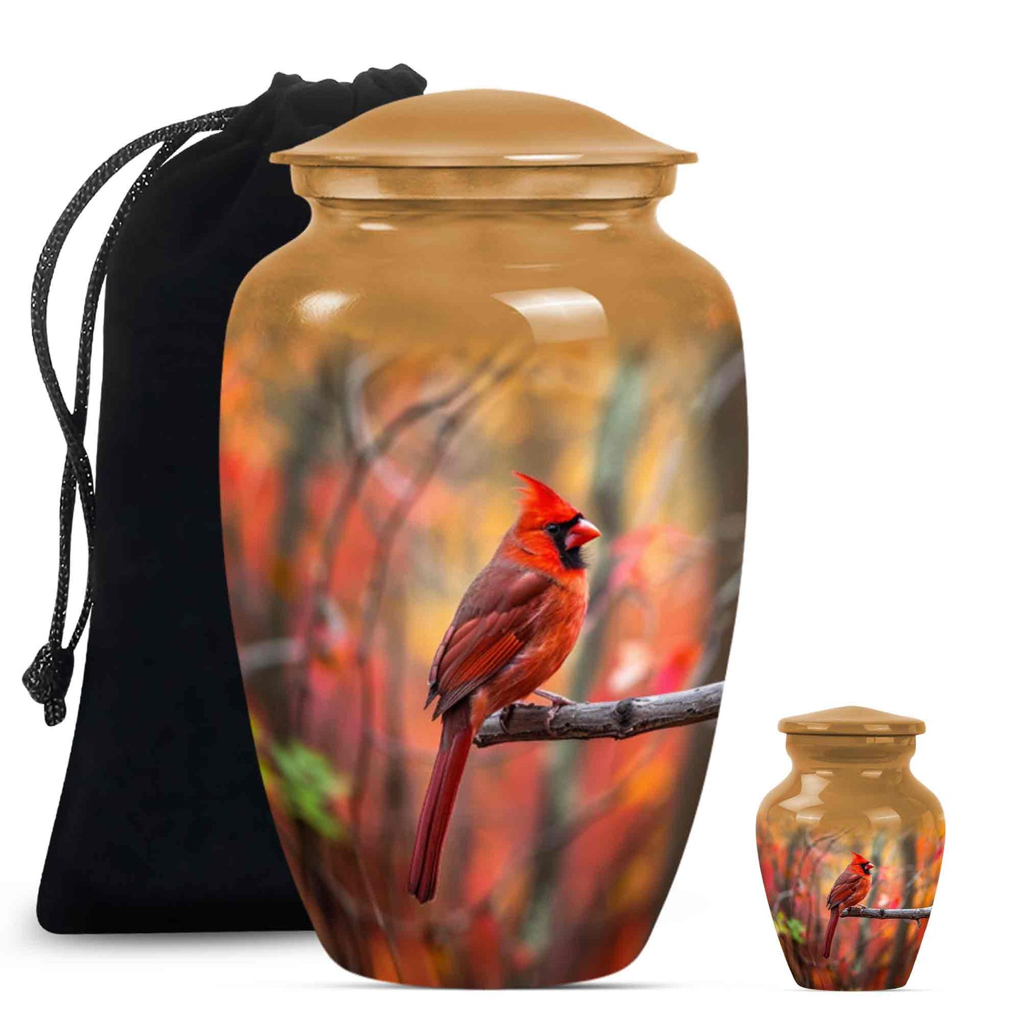 Cardinal Theme Large Urn With 1 Keepsake Urn