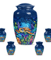 Turtle Theme Large Urn With 4 Keepsake Urn