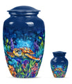 Turtle Theme Large Urn With 1 Keepsake Urn