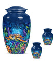 Turtle Theme Large Urn With 2 Keepsake Urn